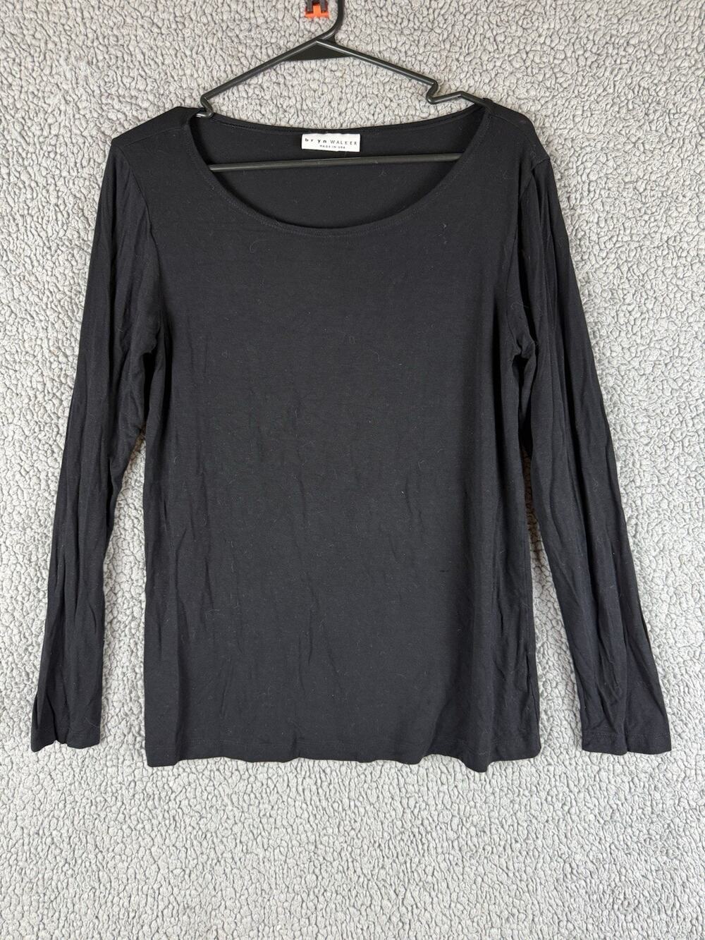 Bryn Walker Black Micro Modal Spandex Long Sleeve Top Size Medium